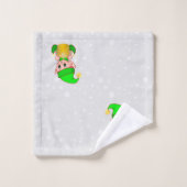 Jolis lutins de Noël sur gris argent clair (Gant de toilette)