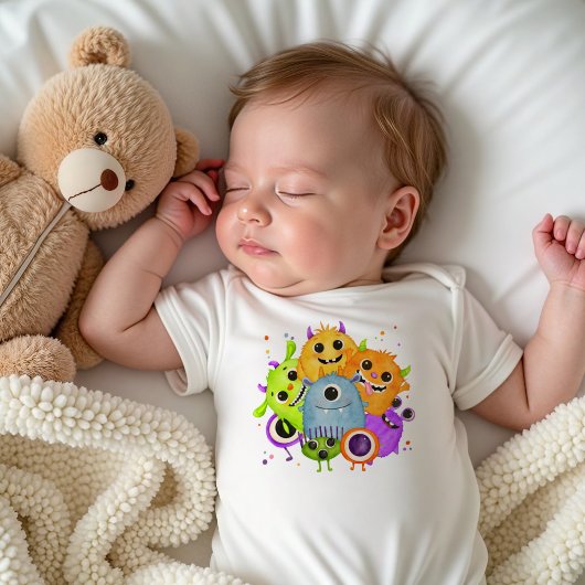 Jolis monstres bébé body aquarelle | Drôle