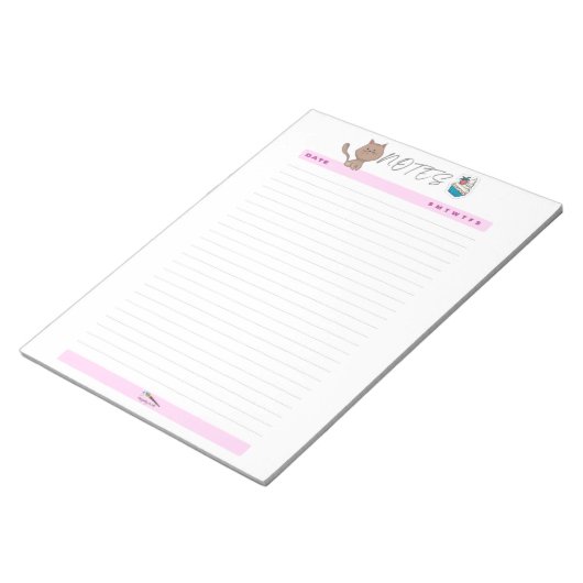 Jolis notes quotidiens marron chat bloc-notes (Incliné)