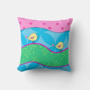 Jolis oiseaux jaunes Coussin coloré et lumineux