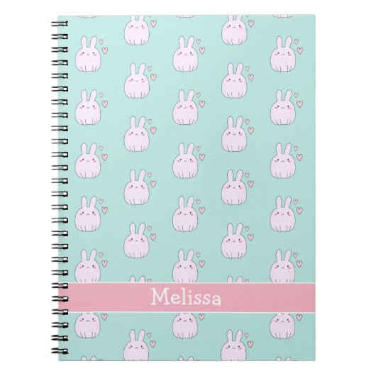 Jolis Petits Lapins Roses Cahier pour Enfants Aqua (Devant)