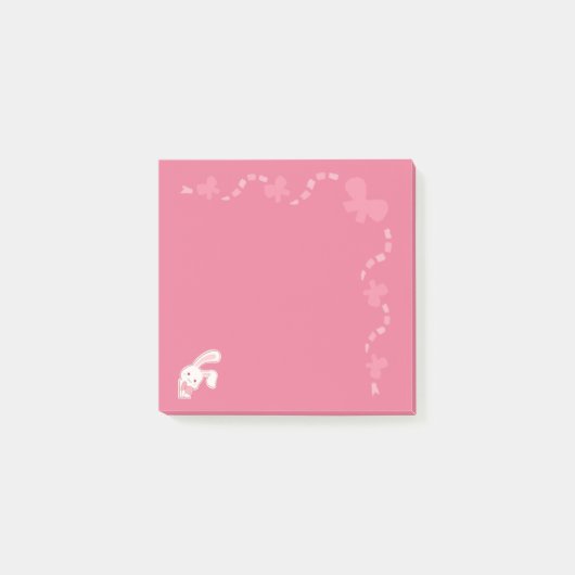 Jolis Post-it Notes Carnet Lapin Rose Ruban (Devant)