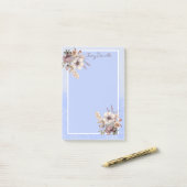 Jolis Post-it Notes Fleurs Bleu Pastel Personnalis (Sur un bureau)