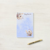 Jolis Post-it Notes Fleurs Bleu Pastel Personnalis (Sur un bureau)
