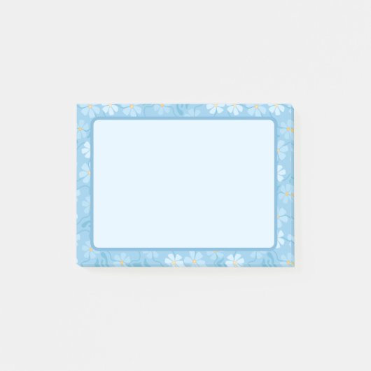 Jolis Post-It Notes Fleurs Bleues (Devant)