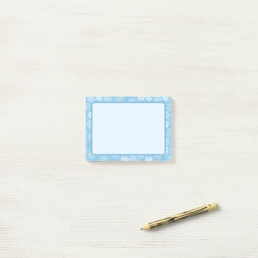 Jolis Post-It Notes Fleurs Bleues (Sur un bureau)