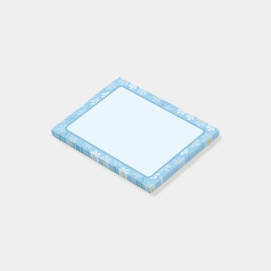 Jolis Post-It Notes Fleurs Bleues (Incliné)