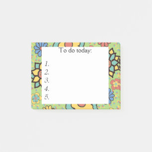 Jolis Post-it Notes Floraux Verts, Jaunes, Bleus