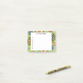 Jolis Post-it Notes Floraux Verts, Jaunes, Bleus (Sur un bureau)