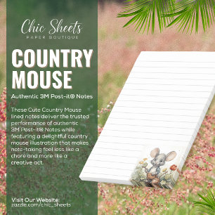 Jolis Post-it® Notes Lignés Souris de Campagne 3M