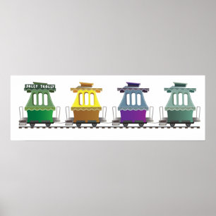 JOLLEY TROLLEY TRAIN POSTER DE FAIRYLAND