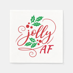 Jolly AF Christmas Holly Party Drink Humor Servet