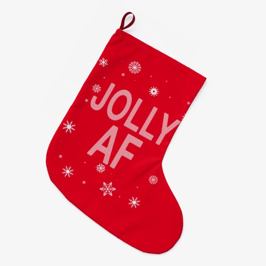 Jolly AF Funny Ugly KerstSweater Style Grote Kerstsok (Voorkant (Hangend))