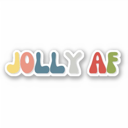 Jolly AF sarcastische retro lettertypekleur Sticker (Voorkant)