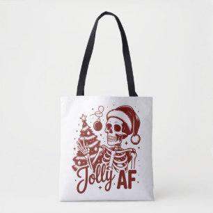 Jolly Af Skelet Snarky Kerst Sarcasme Grappig Draagtas