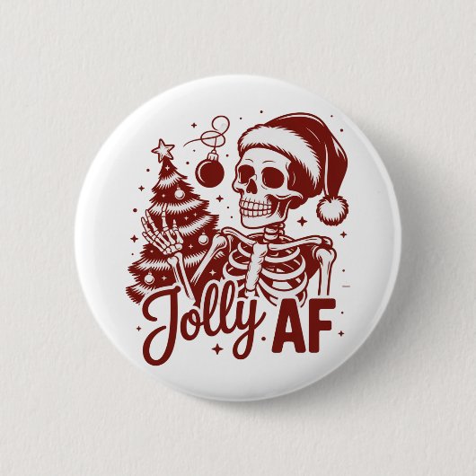 Jolly Af Skeleton Snarky Christmas Sarcastic Funny Ronde Button 5,7 Cm (Voorkant)