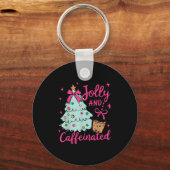 Jolly & Caffeinated Coffee Coquette Bow Xmas T Sleutelhanger (Voorkant)