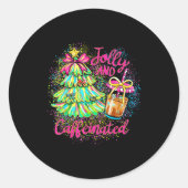 Jolly And Caffeinated Christmas Tree Coquette Bow Ronde Sticker (Voorkant)