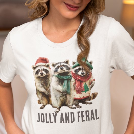 Jolly and Feral Raccoon Kerstmis T-shirt