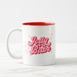 Jolly Babe Trendy Pink Christmas Font Tweekleurige Koffiemok