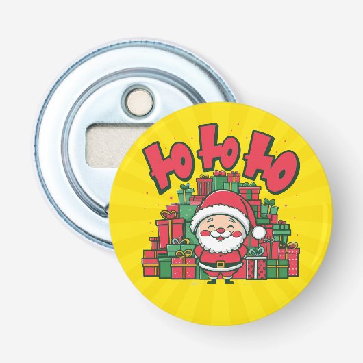 Jolly Cartoon Santa Christmas-67748 Button Flesopener (Voorkant)