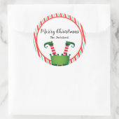 Jolly Christmas Elf Legs Stripes Holiday Ronde Sticker (Tas)