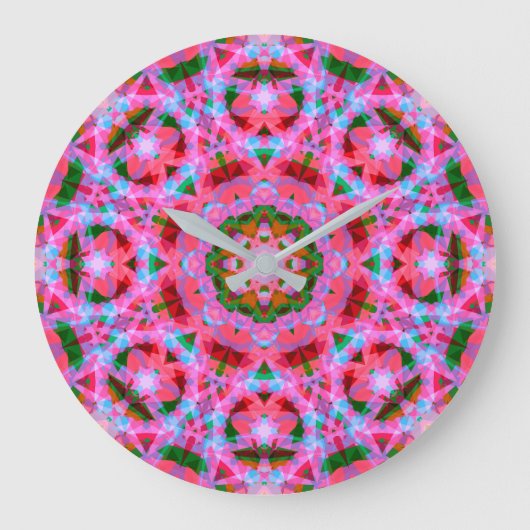 Jolly Christmas Pink Green Red Merry Star Pattern Grote Klok (Voorkant)
