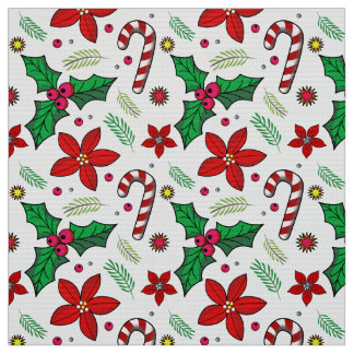 Jolly Christmas Poinsettia Holly tissu Sucre de ca