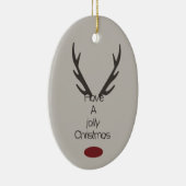 Jolly Christmas Reindeer Antlers Keramisch Ornament (Rechts)