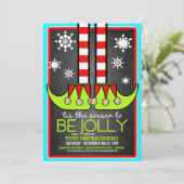 Jolly Elf-kerstcadeaufeest Kaart (Staand voorkant)