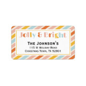 Jolly en Bright Stripe Kerstretouradres Etiket (Voorkant)