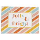Jolly en heldere kleurrijke retro streep kerst groot cadeauzakje (Achterkant)