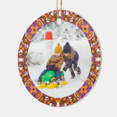 Jolly Festive Custom Christmas Photo Afbeelding Li Keramisch Ornament (Links)