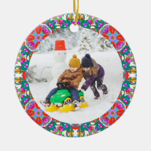 Jolly Festive Custom Christmas Photo Afbeelding Li Keramisch Ornament