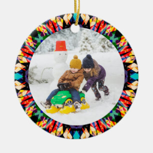 Jolly Festive Custom Christmas Photo Afbeelding Li Keramisch Ornament