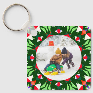 Jolly Festive Custom Christmas Photo Afbeelding Li Sleutelhanger