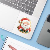Jolly Frosted Santa Cookie Sticker (Laptop met iPhone)