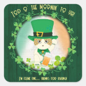 Jolly Ginger Tabby Irish Cheer Vierkante Sticker (Voorkant)