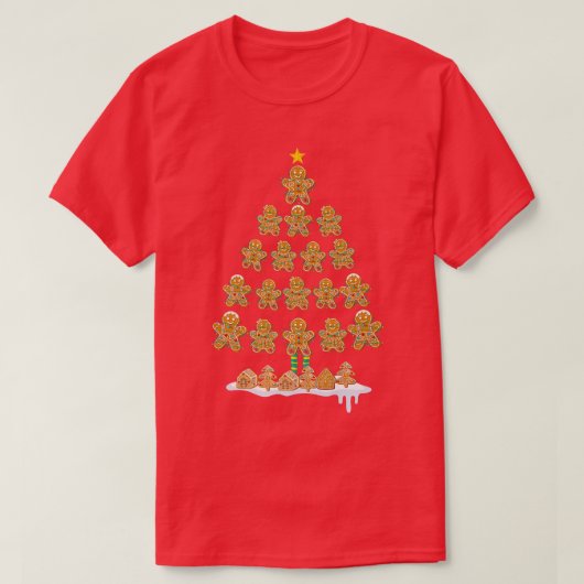 Jolly Gingerbrood kerstboom Funny Gingerbrood T-shirt (Design voorkant)