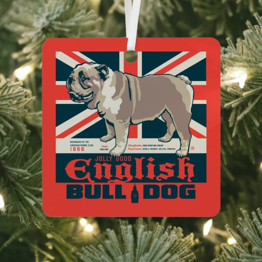 Jolly Goede Engelse Bulldog Metalen Ornament (Insitu)