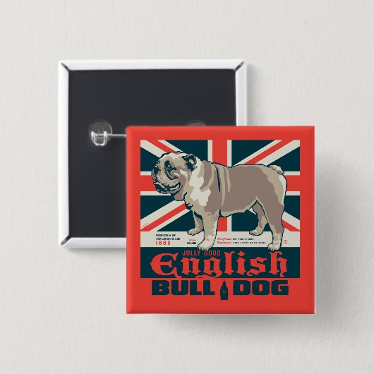 Jolly Goede Engelse Bulldog Vierkante Button 5,1 Cm (Voorkant /achterkant)