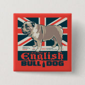 Jolly Goede Engelse Bulldog Vierkante Button 5,1 Cm (Voorkant)
