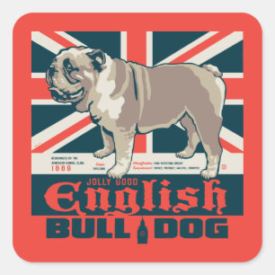 Jolly Goede Engelse Bulldog Vierkante Sticker