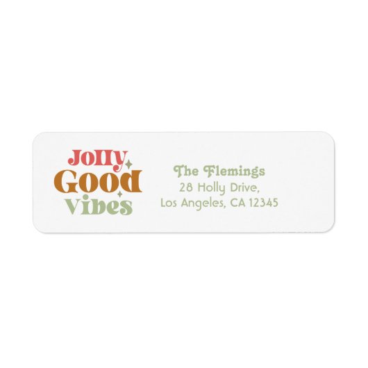 "Jolly Good Vibes" Retro Holiday  Etiket (Voorkant)