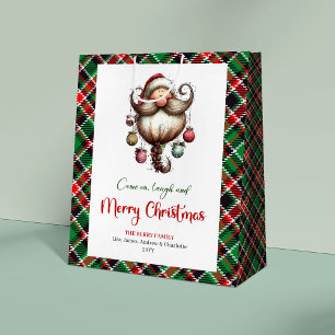 Jolly Grappige Kerstman Klassieke Rode Groene Kers Medium Cadeauzakje
