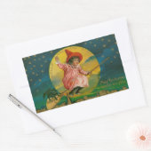 Jolly Halloween Vintage Witch Rechthoekige Sticker (Envelop)