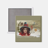  Jolly Halloween Witch Square Magnet Magneet (Voorkant / Achterkant)