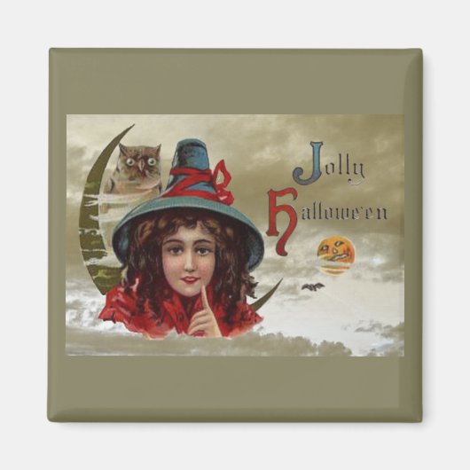  Jolly Halloween Witch Square Magnet Magneet (Voorkant)