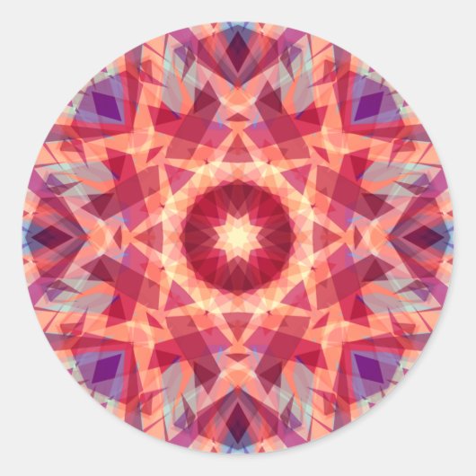 Jolly Helder Rood Gouden Kerstster Decoratief Ronde Sticker (Voorkant)