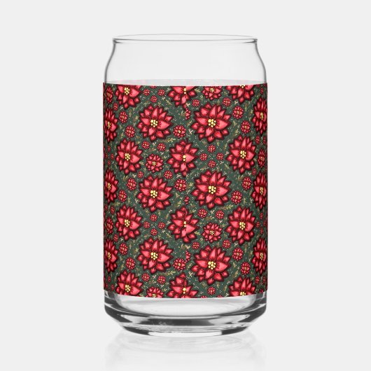 Jolly Holly Flower Christmas Design – Festive Blikvorm Glas (Links)